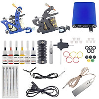 Tattoo Kit Tattoo Machine Set with 2 Machine Tattoo Gun Power Supply Foot Pedal Tattoo Grip Needles Inks Tattoo Supplies