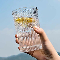 BỘ 6 CỐC THỦY TINH UỐNG NƯỚC VIỀN VÀNG HOA VĂN TRÒN NỔI - ANTH481