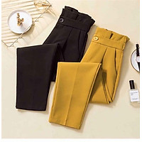 Quần baggy công sở nữ cạp bèo vải dày đẹp, may chuẩn