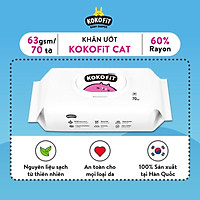 Khăn Ướt Thiên Nhiên KOKOFiT - CAT Hàn Quốc 60% Vải Rayon 70 tờ/hộp 370g