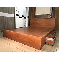 Giường Ngủ Gỗ MDF Phủ Melamine Cao Cấp Viva Màu Xoan Đào Học Kéo
