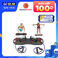 Dụng cụ hỗ trợ chống đẩy , hít đất tập thể thao tại nhà kèm bàng chỉ dẫn theo màu sắc tập trung các nhóm cơ chính - Kèm dây đàn hồi tập đa năng