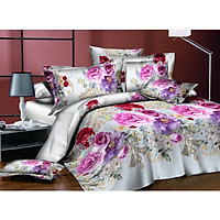 4Pcs/Set 3D Flower Series Printing Bed Sheet Pillow Cover Quilt Cover for Home Decor