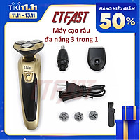 Máy cạo râu 3 lưỡi CTFAST-LINGKE : Máy đa năng 3 trong 1 ( cạo râu, tông đơ cắt tóc, tỉa lông mũi ), thiệt kế nhỏ gọn pin sạc tiện dụng