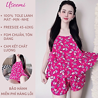 Đồ Mặc Nhà, Đồ Bộ Nữ Đùi, Áo Dây Họa Tiết Dễ Thương Chất Tole, Lanh Thái Mát, Mịn