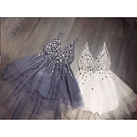 Đầm dự tiêc tầng đuôi tôm kết pha lê TRIPBLE T DRESS - Size M/L (kèm ảnh/video thật )