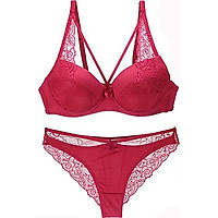 Bộ đồ lót có gọng bảng dây ren sang trọng - Đỏ,38B/80