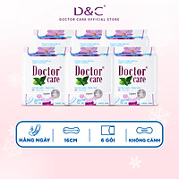 Combo 6 Băng vệ sinh hàng ngày thảo dược Doctor Care 16 cm siêu khô thoáng cả ngày dài