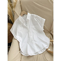 Áo sơ mi nữ cộc tay màu trắng cánh dơi xinh xắn