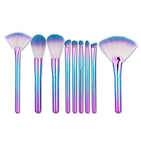 Blue and pink 9 makeup brushes Shape Eye brush Powder brush