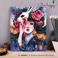Tranh Tô Màu Theo Số Hóa Tranh Nàng thơ Cá tính Hot Trend BEE HAPPY - Đã căng khung kích thước 40x50