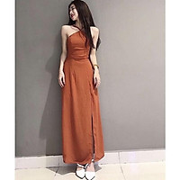 X2 Đầm váy đen hai dây maxi đi biển hở lưng form dài 2 màu (kèm hình thật) tasa
