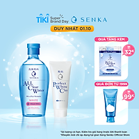 Combo Nước tẩy trang dưỡng trắng Senka All Clear Water Micellar Formula White 230ml + Sữa rửa mặt tạo bọt chiết xuất đất sét trắng Senka Perfect White Clay 50g