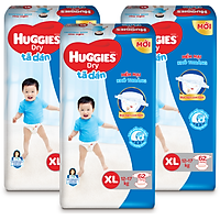 Combo 3 Gói Tã Dán Huggies Dry Gói Cực Đại XL62 (62 Miếng) - Bao Bì Mới