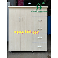 Tủ Nhựa Đài Loan 2 Cánh 5 Hộc 125x106x45CM Đựng Quần Áo, Đồ Dùng cho Gia Đình Cao cấp - Sang Trọng