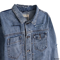 Áo khoác jean nam rách form slimfit, chất liệu jean dày dặn
