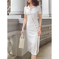 Đầm trắng nút gỗ xẻ tà Yiyi Dress Gem Clothing SP060362