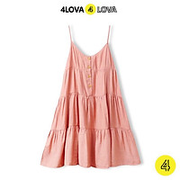 Váy đũi 2 dây 4LOVA ba tầng cổ tim, đầm xòe phối cúc ngực vintage