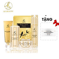 Bộ 5 sản phẩm giúp trẻ hóa da nâng cao GOLD VIP KN Beauty: Gel tẩy tế bào chết 50gr + Sữa rửa mặt 100g+ Serum 30ml + Kem dưỡng 25g+ Mặt nạ tổ yến + nhận kèm ủ body KN Beauty