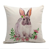 Easter Bunny Pillow Cover Linen Sofa Car Cushion Cover Decor Pillow Case