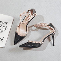 【Quần áo SF】High Heels Sandals New Toe Cap Stilettos Rivet Shoes Pointed Women's Shoes with Strap All-Matching