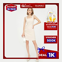 Đầm dáng xòe nữ thiết kế bản dây phối nút GUMAC DB5104