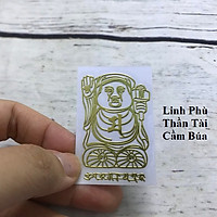 Linh Phù Thần Tài Cầm Búa, Dùng linh phù để dán điện thoại, laptop, xe máy, xe hơi, bàn thờ ông địa hay vị trí làm việc, gối đầu giường, kích thước 4.5x3cm, màu vàng - TMT Collection - SP005356