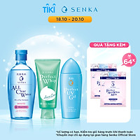 Bộ sản phẩm Senka làm sạch và chống nắng dành cho da mụn (Tẩy trang Senka White 230ml + Sữa Rửa Mặt Senka Acne 100g + Gel chống nắng Senka UV Gel 80ml)