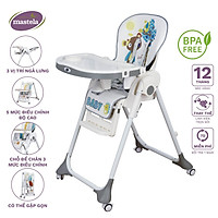 Ghế ngồi ăn dặm điều chỉnh độ cao, điều chỉnh ngả lưng có bánh xe Mastela 1015 cho bé 6 tháng đến 5 tuổi chuẩn ASTM Mỹ - tặng áo yếm ăn dặm chống nước