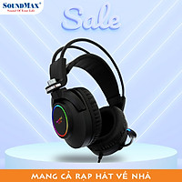 Tai Nghe Chụp Tai Có Micro Tích Hợp SoundMax AH-336 | Tai Nghe Chơi Game Có Đèn LED RGB SoundMax AH336 | Gaming Headset - Hàng Chính Hãng