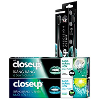 Bộ Sản Phẩm Close Up : Bộ 2 Kem Đánh Răng Close Up (Trắng Sáng Tự Nhiên + Trắng Răng Vị Muối) (180g x 2) + Bàn Chải Đánh Răng Close Up Precicion (màu ngẫu nhiên)