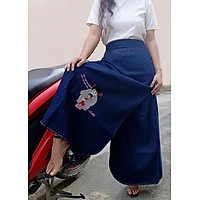 VÁY CHỐNG NẮNG XẺ TÀ THÔNG MINH Chất liệu Jean Dày, Mềm Thêu Họa Tiết Tình Yêu Lãn Mạn - Váy chống nắng cho Xe Số, Xe Ga và Ngồi Sau Xe