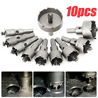 10Pc Carbide Tip TCT Drill Bit Hole Saw Kit Stainless Metal Alloy One Set 16-50mm Saws