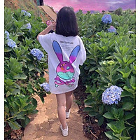Áo thun tay lỡ unisex form rộng Bad Habits Trippy Land, vải cotton 100% co dãn tốt, hình in to và bền AL54