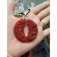Mặt dây chuyền bán theo cặp, dành cho tình nhân, ngọc bội uyên ương long phụng, chế tác từ đá mã não đỏ, ghi dấu lời thề ước tình cảm bền lâu, điêu khắc tinh xảo, tỉ mỉ
