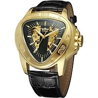 Winner Fashion Sports Triangle Dial Golden Skeleton Mysterious Watch Men Luxury Automatic Mechanical Wrist Watches