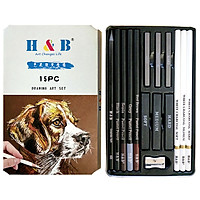 H&B 15Pcs/Set Art Supplies Drawing Kit White Charcoal and Pastel Pencils Set Painting Tools
