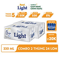 Combo 2 Thùng Bia Hanoi Light - Thùng 24 lon 330ml