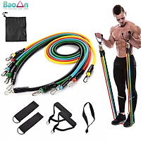 Bộ dây tập gym ngũ sắc tập thể hình tập gym đa năng 11 món cho nam và nữ KÈM túi đựng BaoAn - Hàng chính hãng