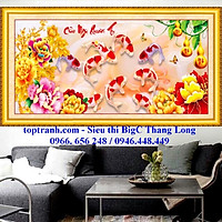 Tranh thêu chữ thập cửu ngư quần hội LV3202 chưa thêu