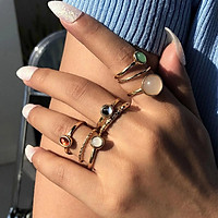 8 Pcs/set Alloy Ring Set Creative Joint Ring Cool Style Color Index Finger Ring Combination