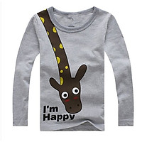 Children Long Sleeve Tops Giraffe I'm Happy Kids Boys T-shirt Top Spring Clothing casual baby clothing Tops 2-6Y