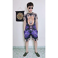 BỘ HÈ NAM IN 3D CAO CẤP ( đầu sư tử Xanh )
