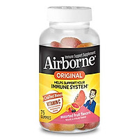 Vitamin C 750mg - Airborne Assorted Fruit Flavored Gummies (75 count in a bottle), Gluten-Free Immune Support Supplement with Echinacea and Ginger, Packaging May Vary