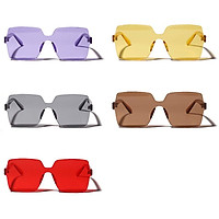 Women Rimless Square Sunglasses Retro Eyewear Sun Glasses Shades Pack Of 5