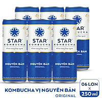 Lốc 6 lon thức uống lên men STAR KOMBUCHA Nguyên Bản / Original (250ml/lon)