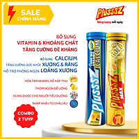 {COMBO 2 TUÝP} Viên sủi Plusssz (Max Multivitamin vị cam cung cấp vitamin và khoáng chất + Calcium vị Đào bổ sung canxi) không đường