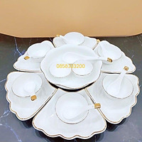 BỘ BÁT ĐĨA HOA MẶT TRỜI VẼ VÀNG, ĐK 55cm.HÀNG SỨ BÁT TRÀNG