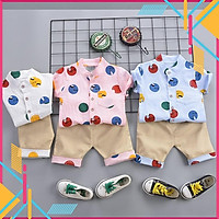 Set sơ mi chấm bi họa tiết hoạt hình dễ thương cho bé trai (2 - 8 tuổi)