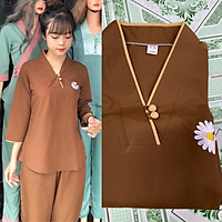 Đồ Lam Đi Chùa # Tim 2Nút Kate Mịn